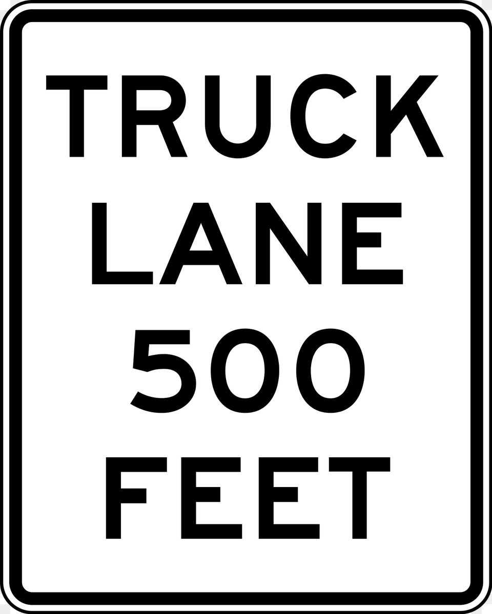 Truck Lane 500 Feet Clipart, Sign, Symbol, Road Sign Png