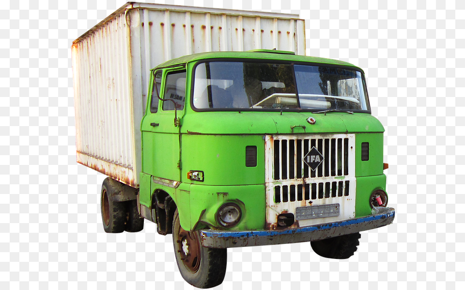 Truck Old Old Truck Ifa Ifa W 50 Green Rust Trailer Truck, Transportation, Vehicle, Machine, Wheel Free Png