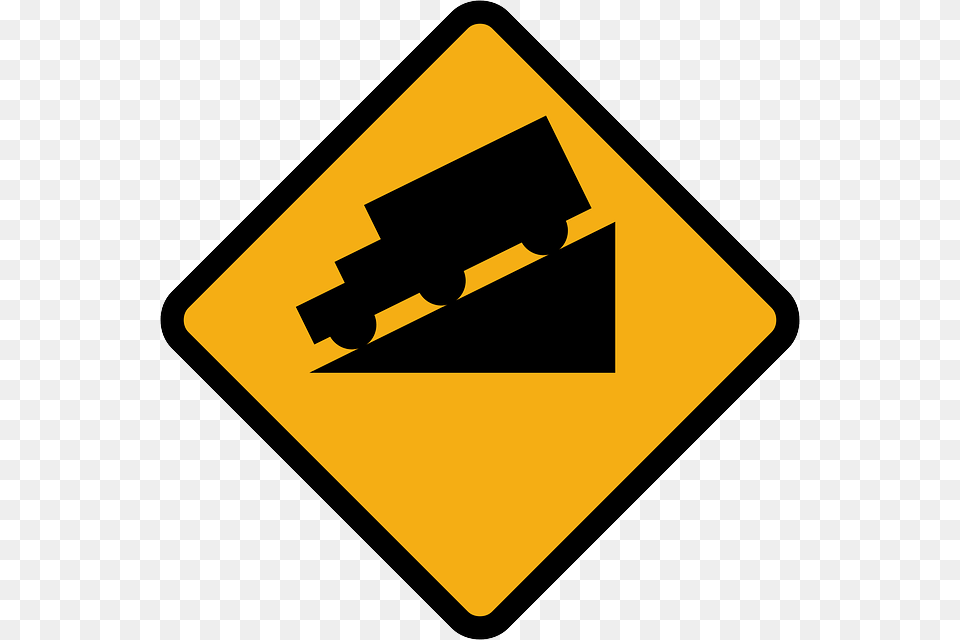 Truck On Slope Sign, Symbol, Road Sign, Disk Png Image