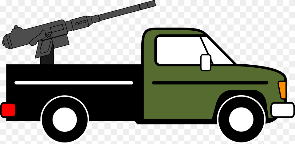 Truck With Mounted Gun Clipart, Transportation, Vehicle, Pickup Truck, Moving Van Free Png