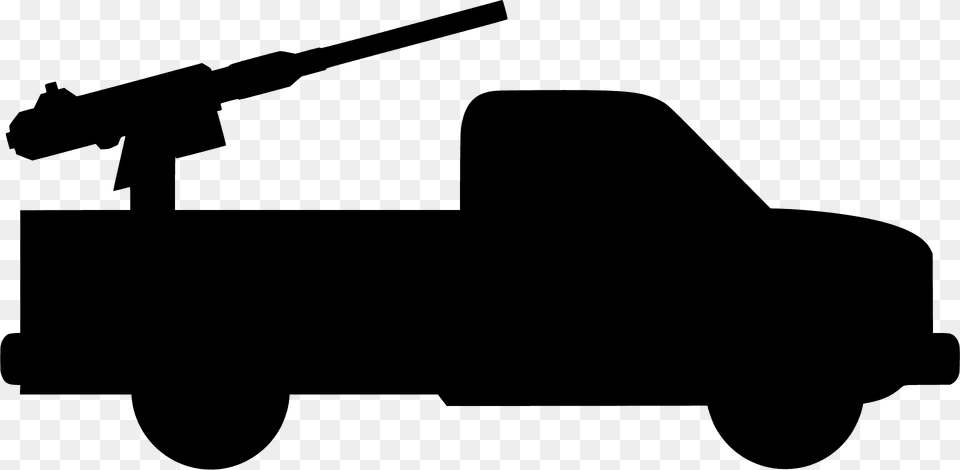 Truck With Mounted Gun Silhouette, Vehicle, Transportation, Pickup Truck, Weapon Free Png Download