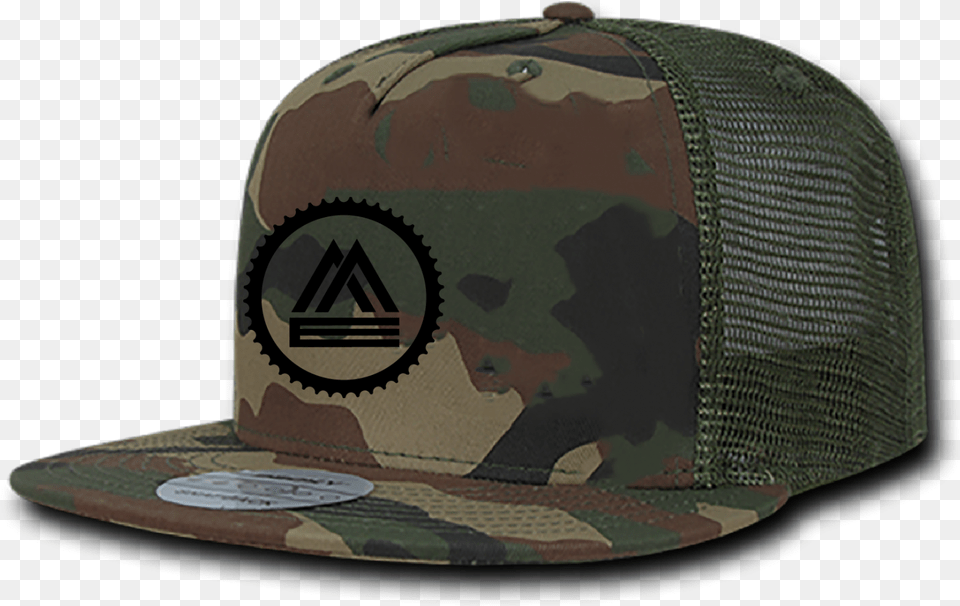 Trucker Hat Decky 1063 Wdl 5 Panel Flat Bill Trucker Hats Woodland, Baseball Cap, Cap, Clothing, Military Free Png Download