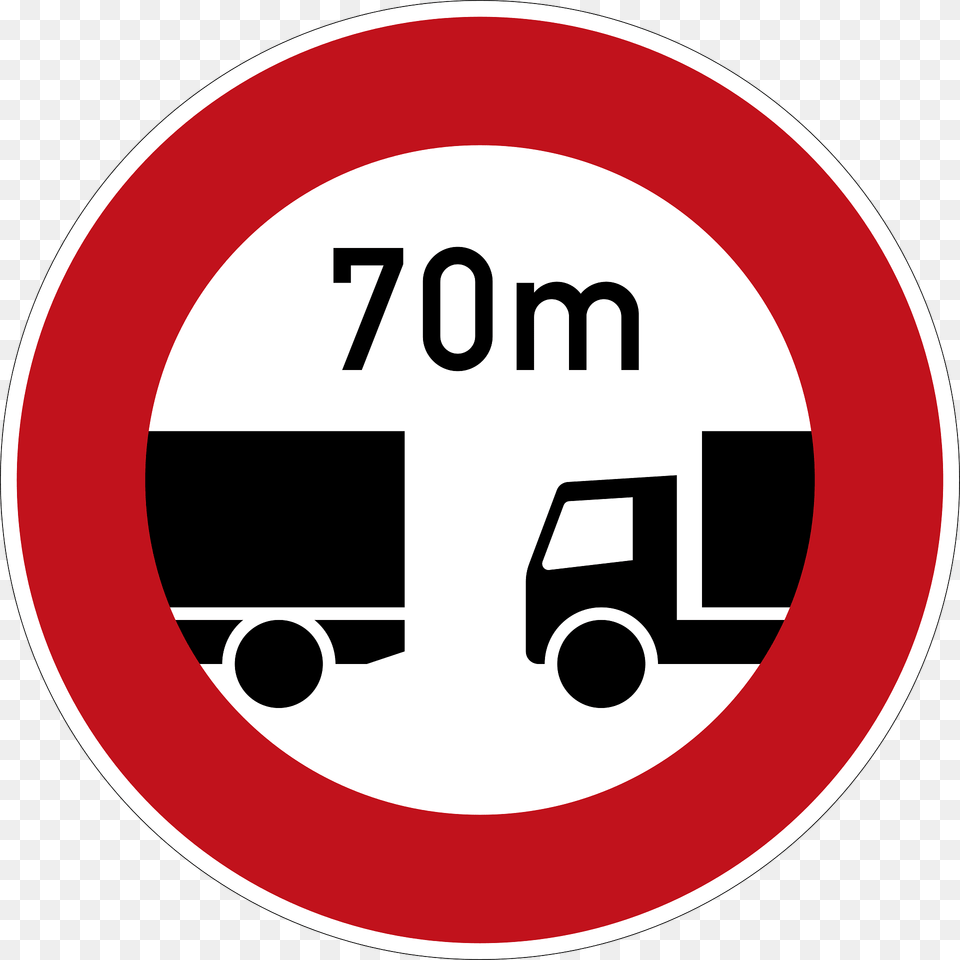 Trucks Semis Must Maintain Minimum 70 M Spacing Clipart, Sign, Symbol, Road Sign, Disk Png