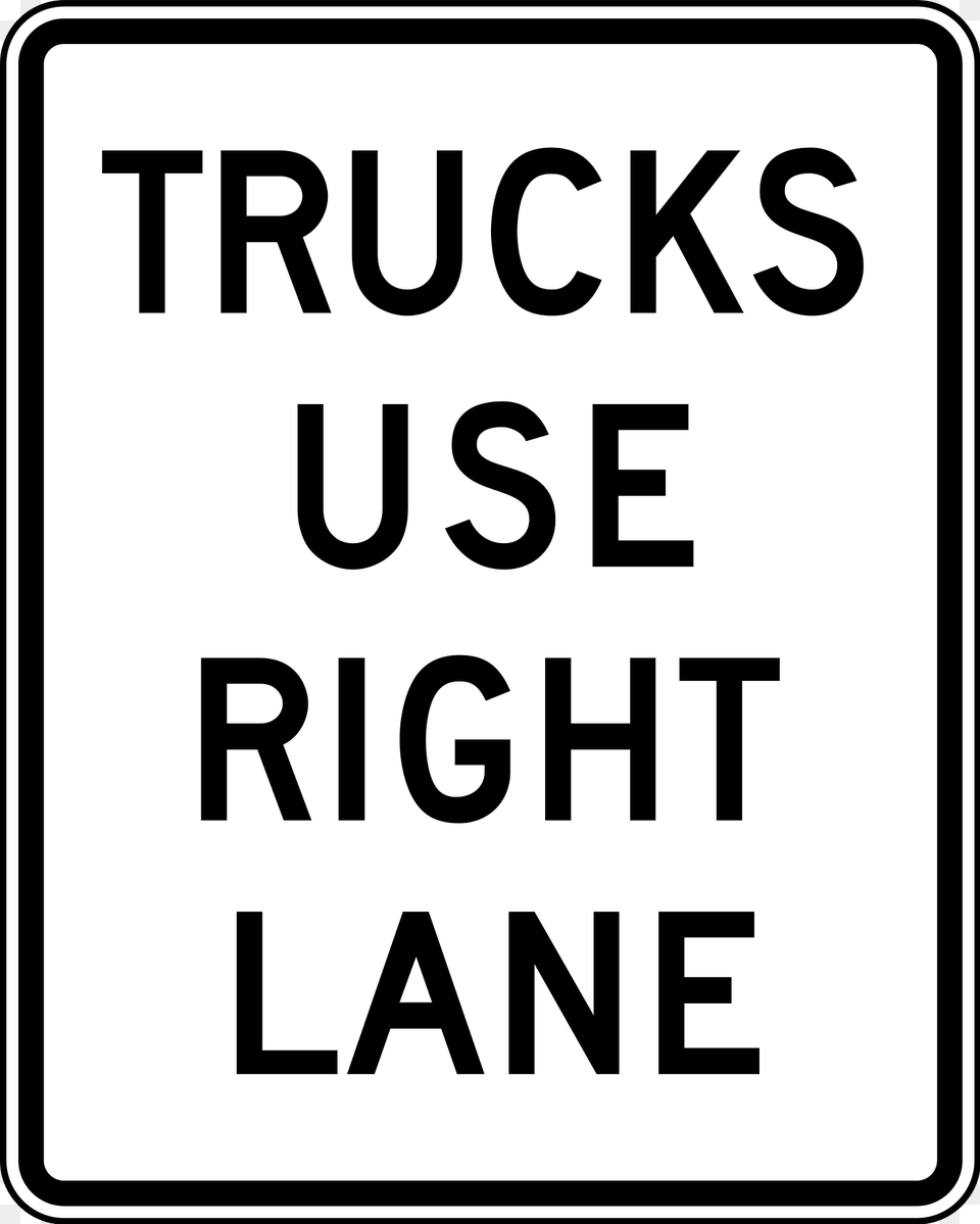 Trucks Use Right Lane Clipart, Sign, Symbol, Road Sign, Text Free Png Download