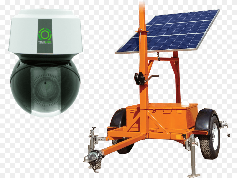 Truelook Mobile Trailer Construction Site Camera Trailer, Machine, Wheel, Electrical Device, Solar Panels Free Png