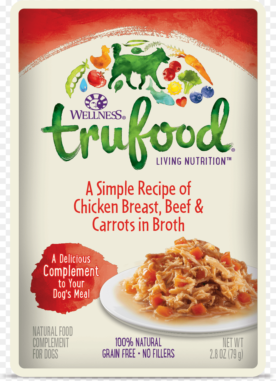 Trufood Complements Chicken Beef Carrots Trufood Complements, Advertisement, Poster, Plate, Animal Png Image
