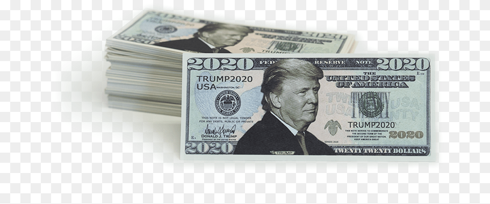 Trump 2020 Dollar Bill, Adult, Male, Man, Person Free Png