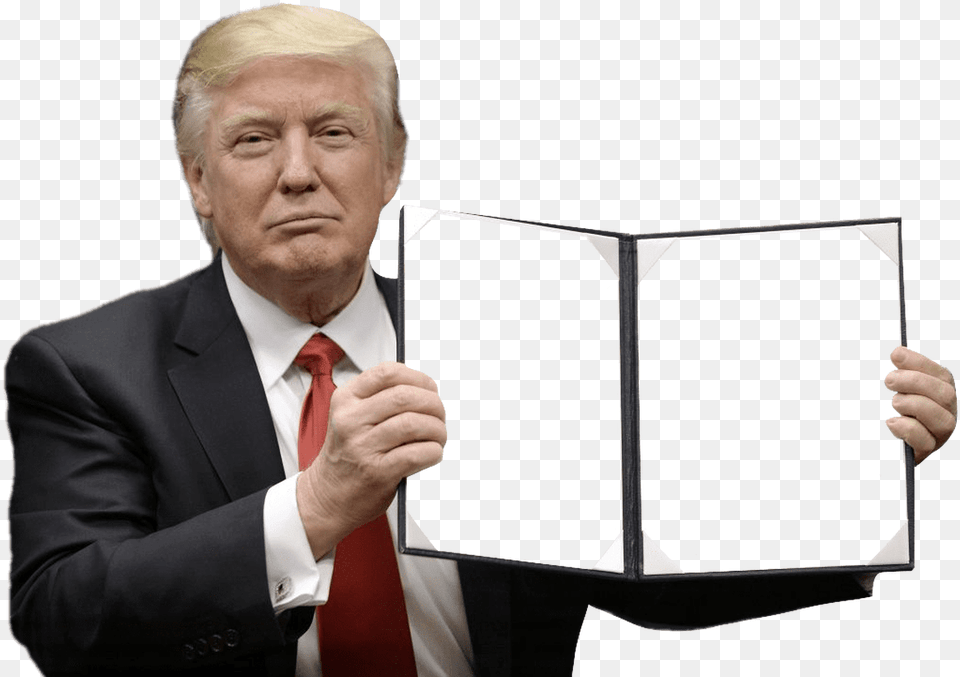 Trump Clipart Thumbs Up Stickpng Trump Showing Book Meme, Accessories, Shirt, Person, Tie Png Image