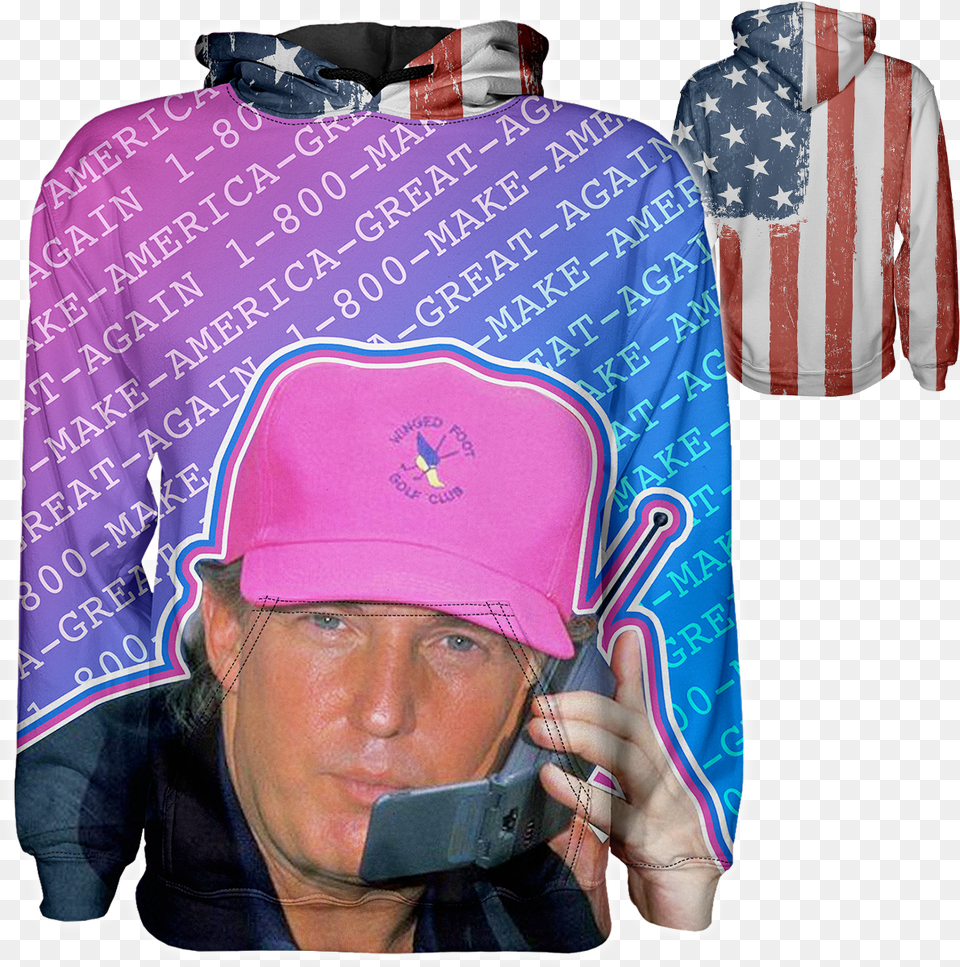 Trump Hoodie, Shirt, Clothing, Hat, Person Png Image