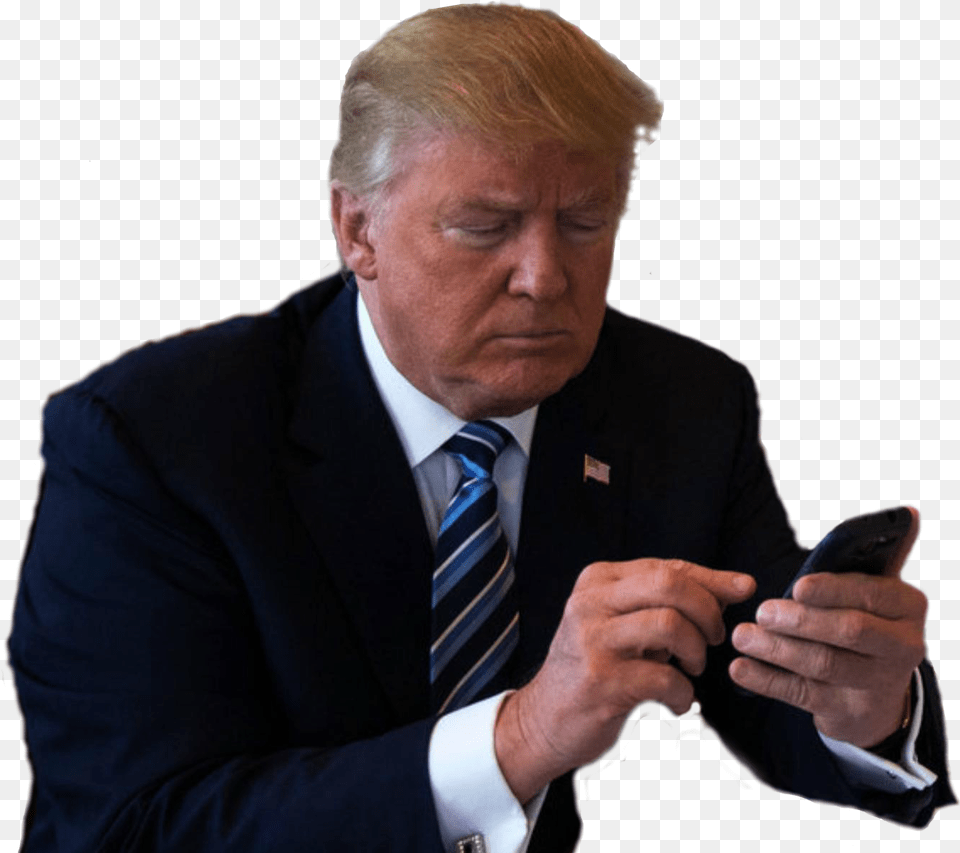 Trump Main Trump On Cell Phone, Head, Male, Mobile Phone, Person Free Transparent Png