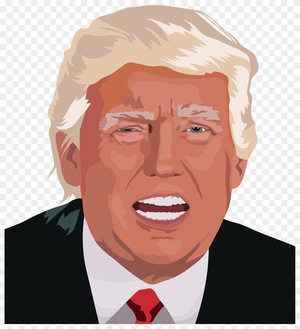 Trump Portrait Clipart, Adult, Face, Head, Male Png Image