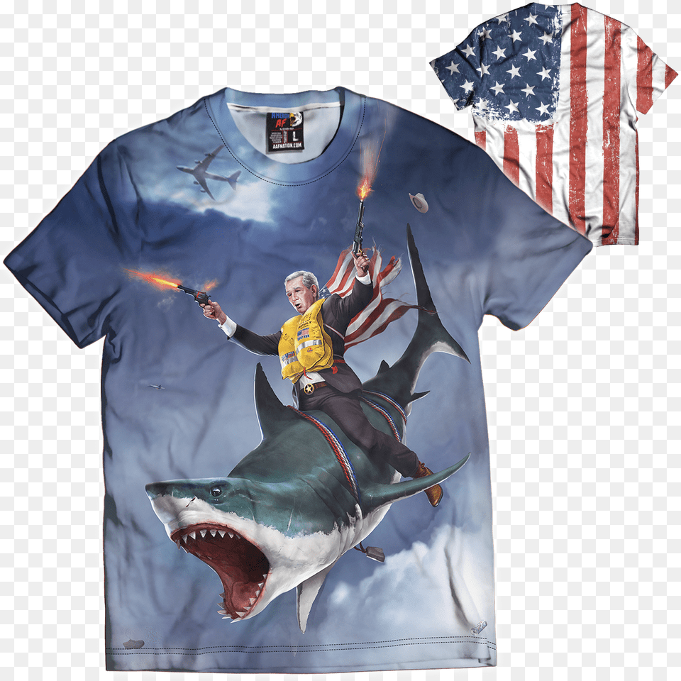 Trump Riding A Velociraptor, T-shirt, Clothing, Person, Man Png Image