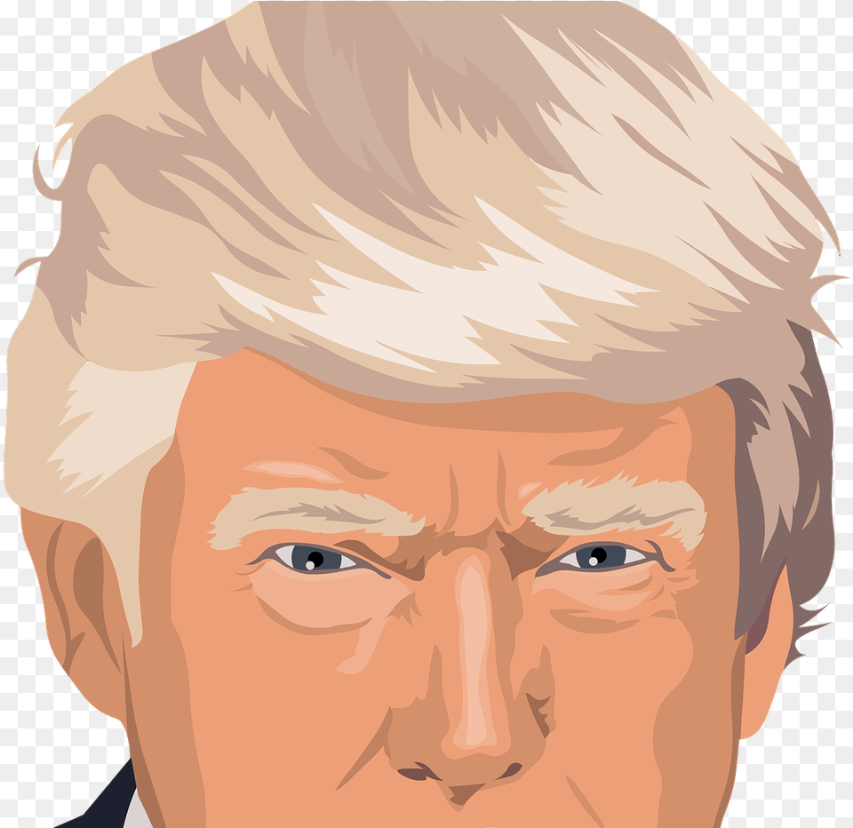 Trump S New Obsession Clipart Donald Trump Cartoon, Blonde, Face, Hair, Head Png