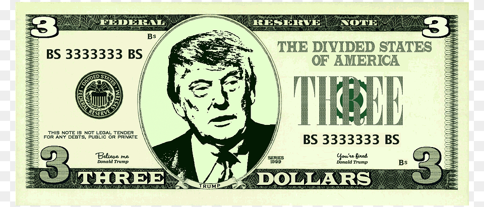 Trump Three Dollar, Adult, Male, Man, Money Free Png Download