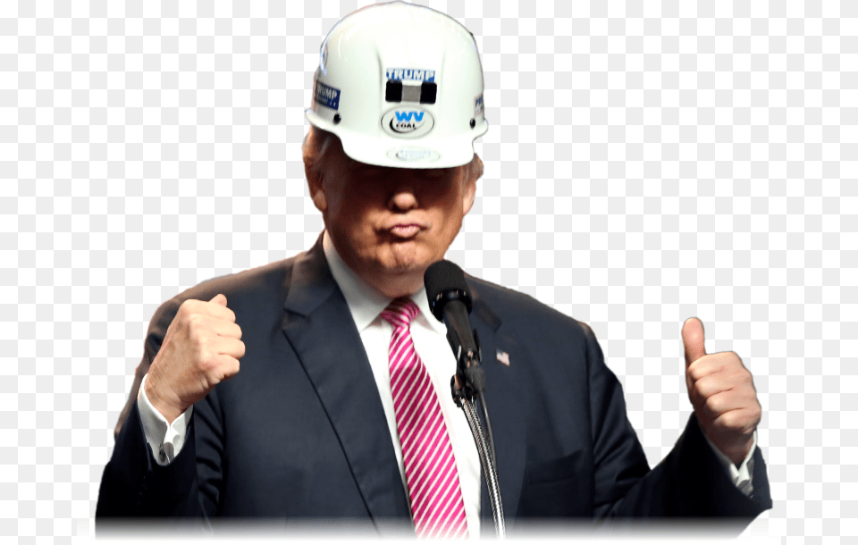 Trump With Construction Hat, Hardhat, Hand, Finger, Helmet Png