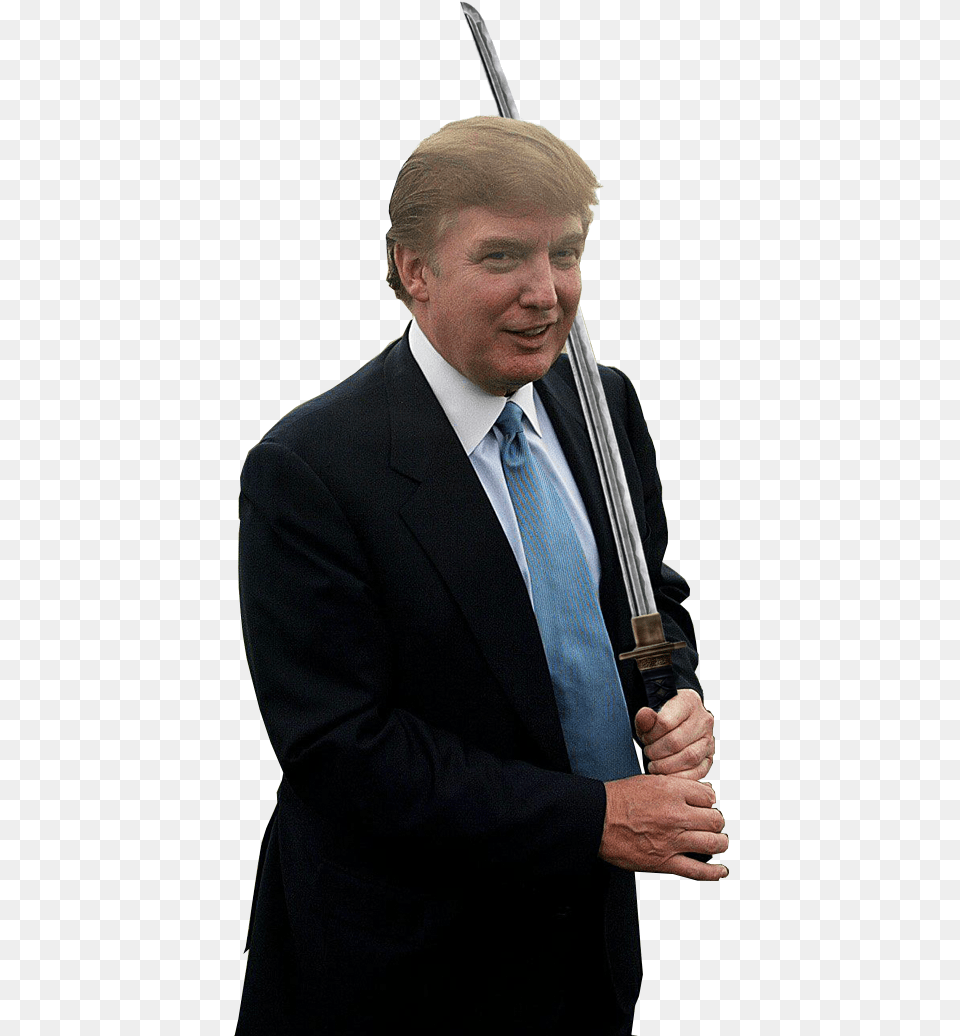 Trump With Samurai Sword, Weapon, Hand, Formal Wear, Body Part Free Png Download