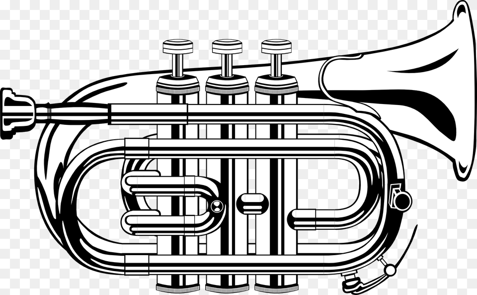 Trumpet Black And White Clipart Kid Trumpet Clipart Black And White, Brass Section, Horn, Musical Instrument Free Transparent Png
