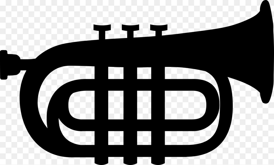 Trumpet Clipart, Gray Png