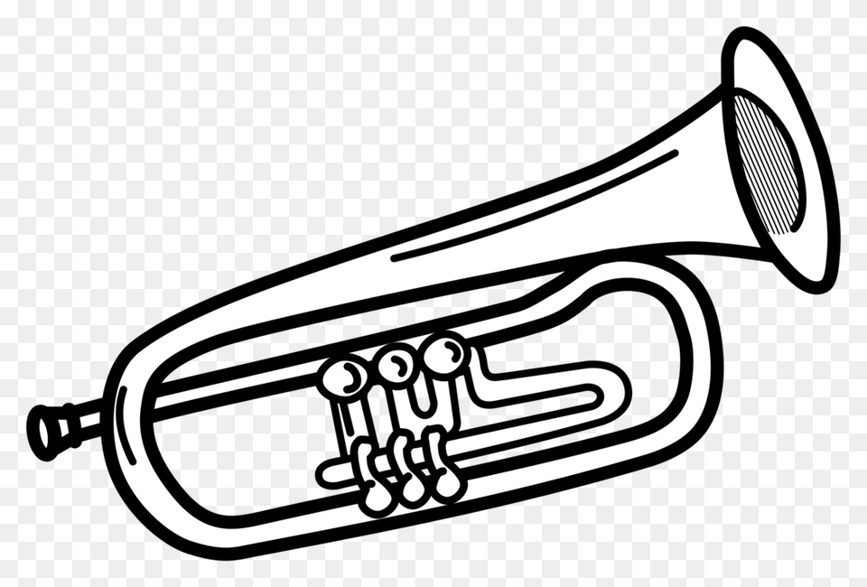 Trumpet Clipart 5 Image Trumpet Black And White, Brass Section, Flugelhorn, Musical Instrument, Blade Png