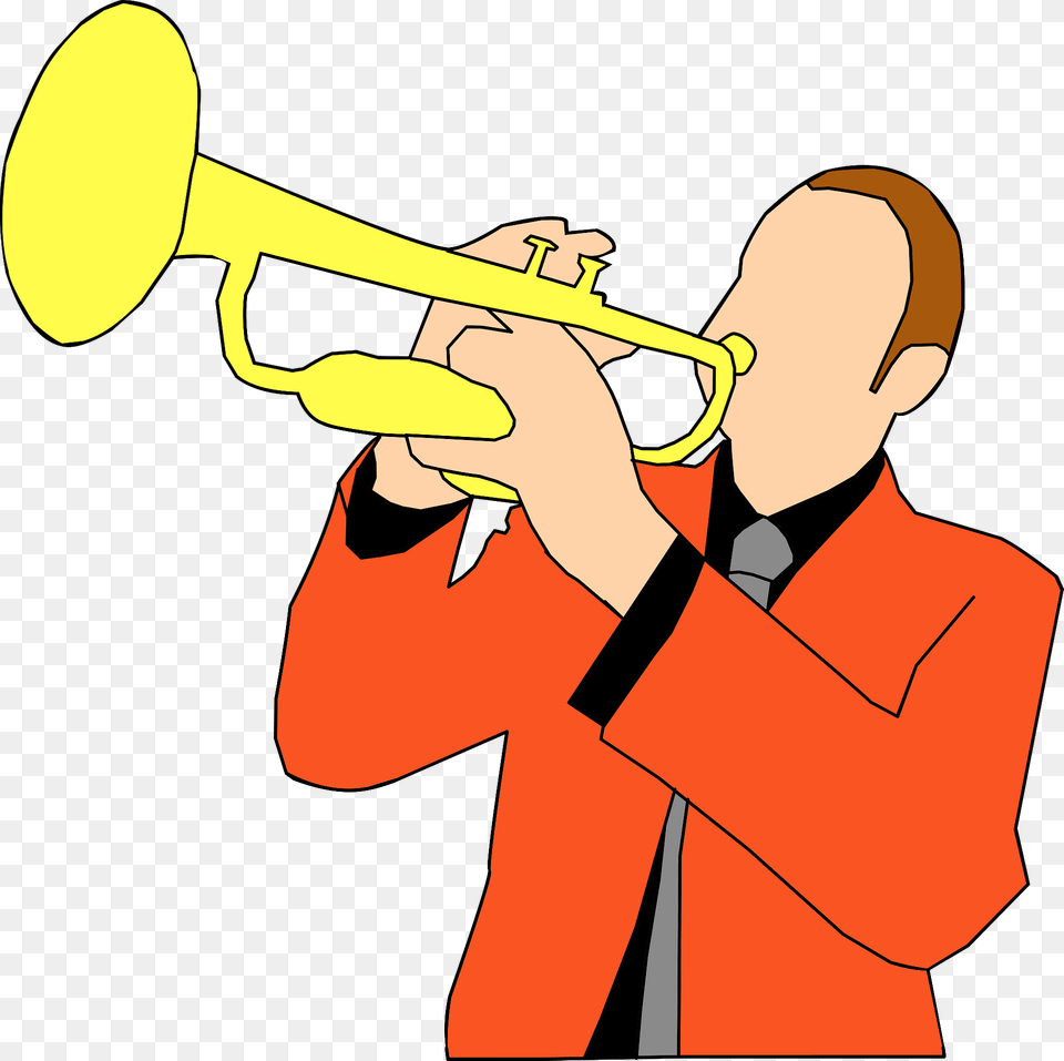 Trumpet Player Clipart, Brass Section, Horn, Musical Instrument, Adult Free Png