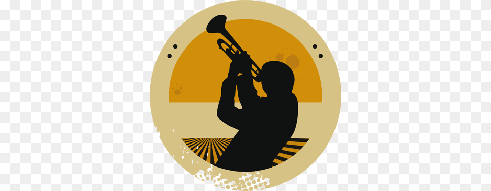 Trumpeter Silhouette Circular Decal Silueta De Un Trompetista, Adult, Male, Man, Person Free Transparent Png