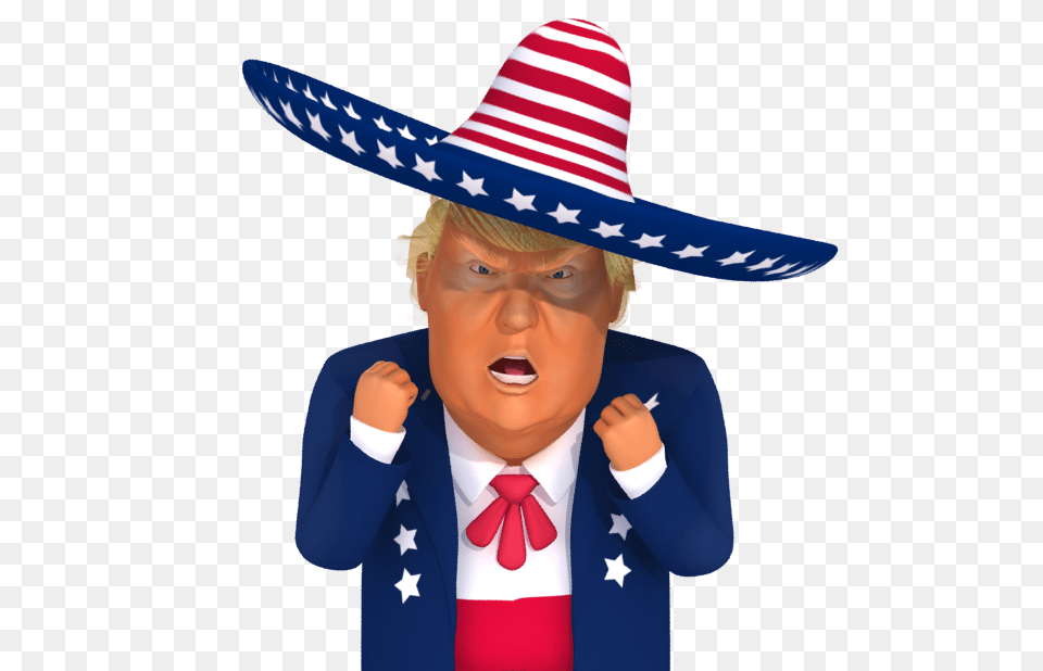 Trumpstickers Angry Mexican Trump Caricature Images, Clothing, Hat, Baby, Person Free Transparent Png