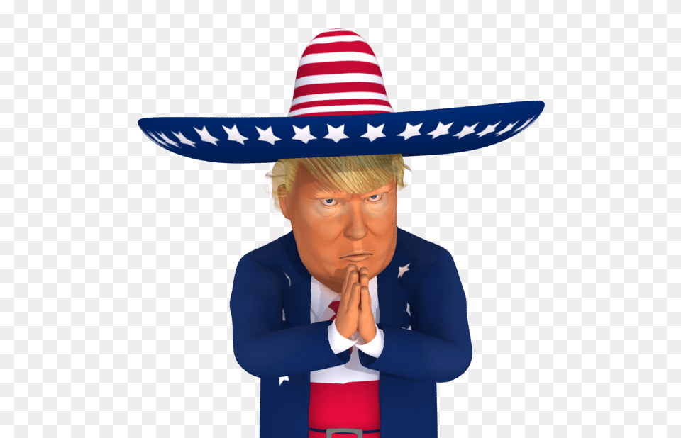 Trumpstickers Begging Mexican Trump Caricature Adult, Clothing, Female, Hat Free Transparent Png