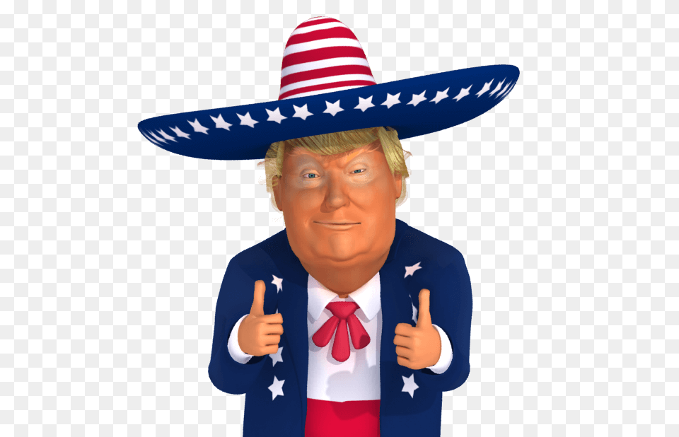 Trumpstickers Double Thumbs Up Trump Caricature Dedipic, Hat, Clothing, Person, Female Png
