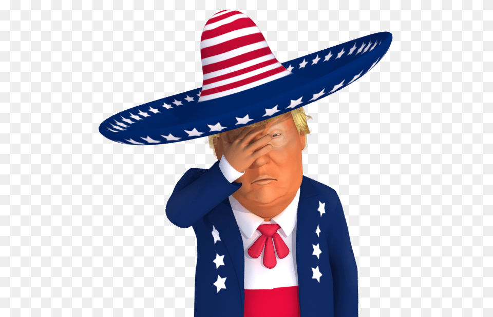 Trumpstickers Face Palm Mexican Trump Caricature Hat, Clothing, Person, Woman Free Transparent Png