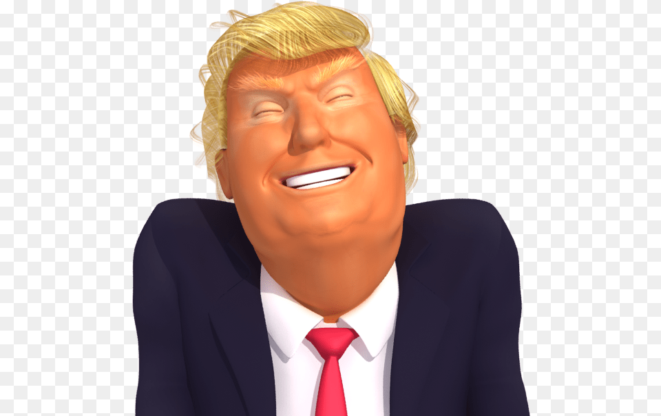 Trumpstickers Laughing Trump 3d Caricature Emoji Caricature, Accessories, Tie, Person, Head Png