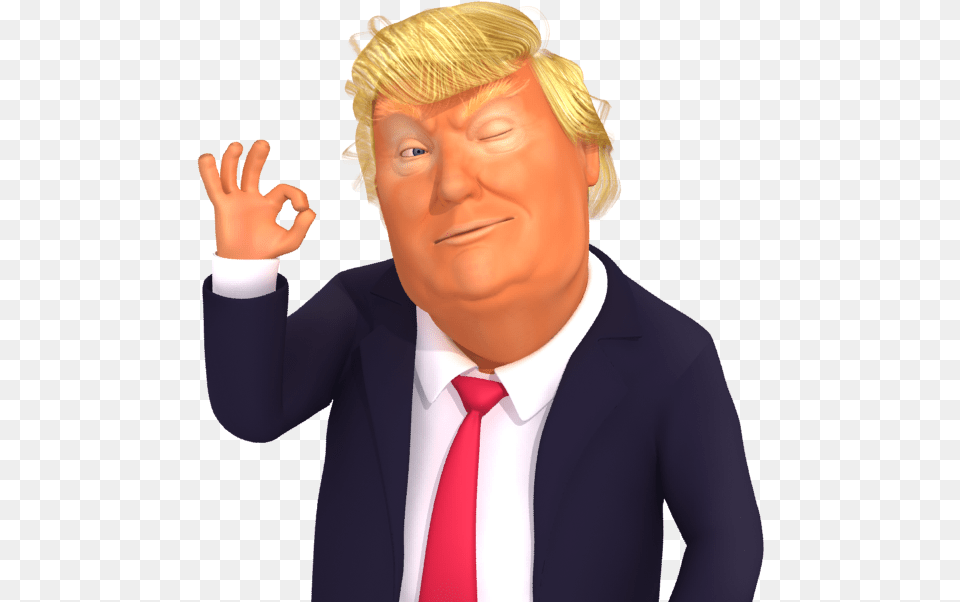 Trumpstickers Okey Trump 3d Caricature Emoji Caricature, Accessories, Portrait, Photography, Person Png Image