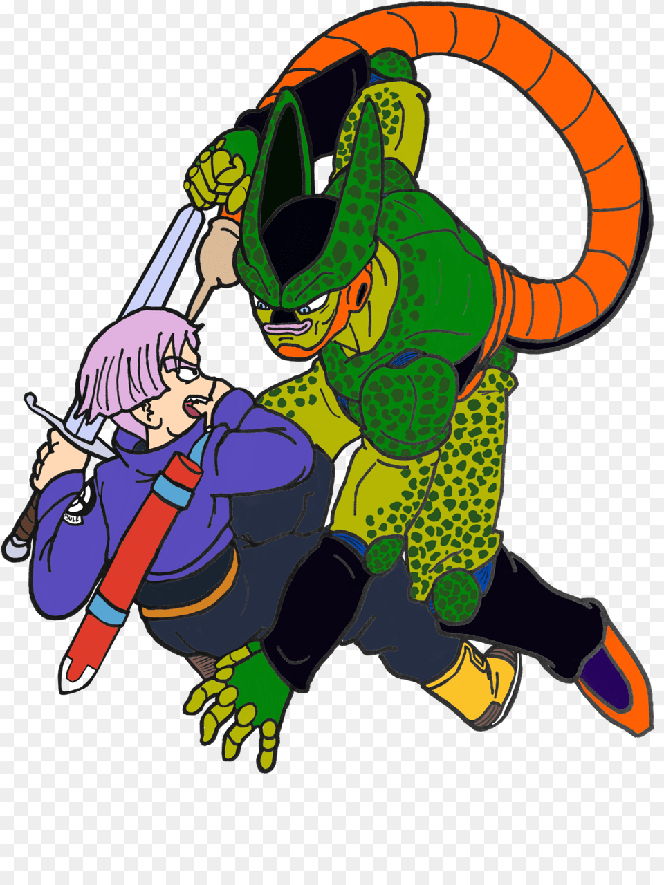 Trunks And Semi Perfect Cell In The Style Of That Cool Semi Perfect Cell, Book, Comics, Publication, Baby Free Transparent Png