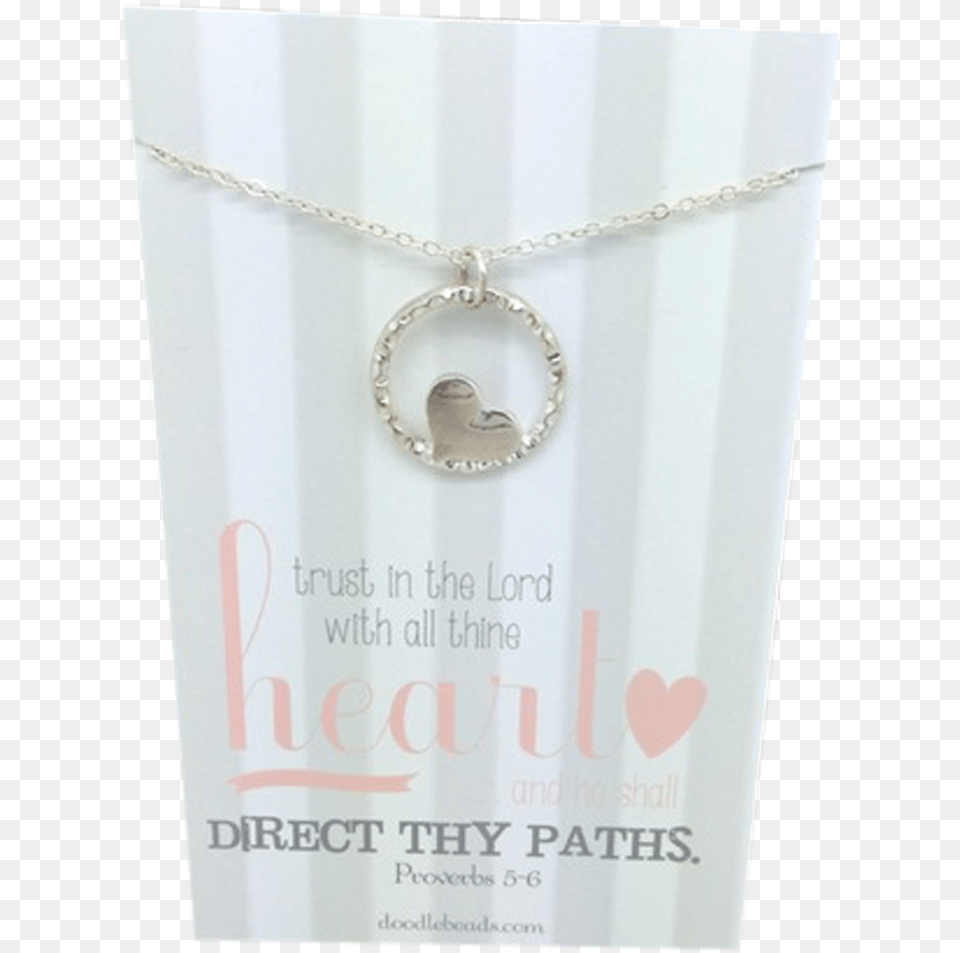 Trust In The Lord With All Thine Heart Necklace Heart Necklace Silver Heart With Infinity Circle, Accessories, Jewelry, Locket, Pendant Png