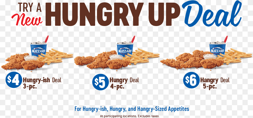 Try A New Hungry Up Deal 4 Hungry Sh Deal 3 Pc 5 Hungry Up Deal Dq, Food, Fried Chicken, Nuggets, Advertisement Free Png Download
