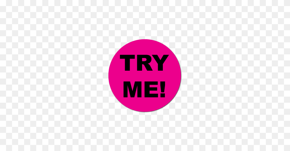 Try Me Fluorescent Pink Circle Stickers, Logo, Sticker Png Image