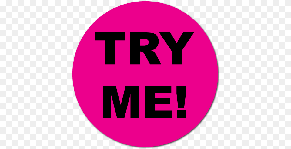 Try Me Fluorescent Pink Circle Stickers Circle, Logo, Purple, Sticker, Disk Png Image