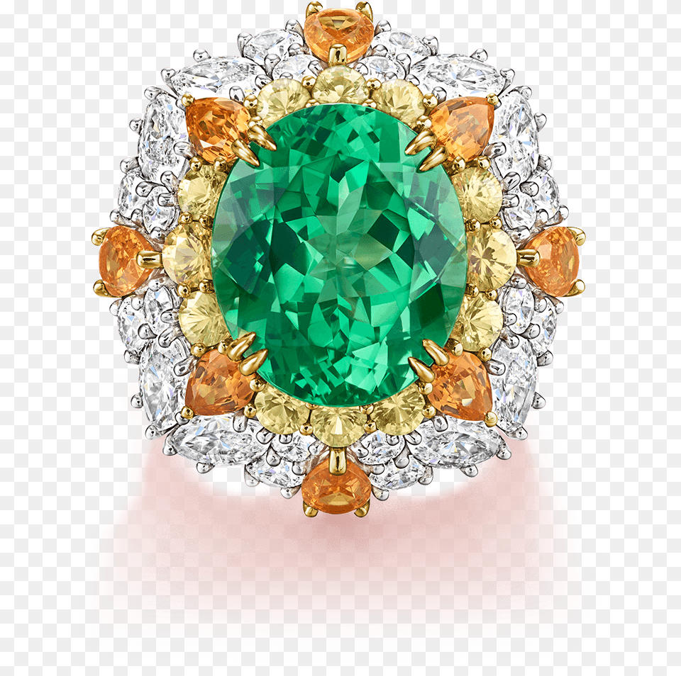Tsavorite Garnet Ring With Yellow Sapphires Mandarin Winston Candy, Accessories, Emerald, Gemstone, Jewelry Png Image