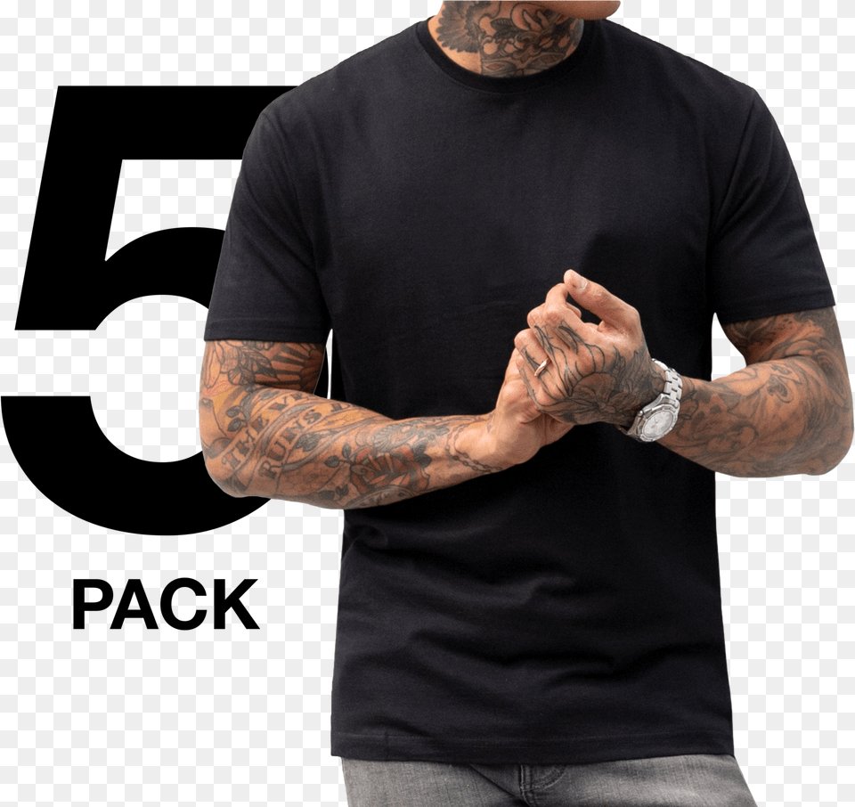 Tshirt 5 Pack Text New Shirts, Tattoo, Skin, Person, Man Free Png