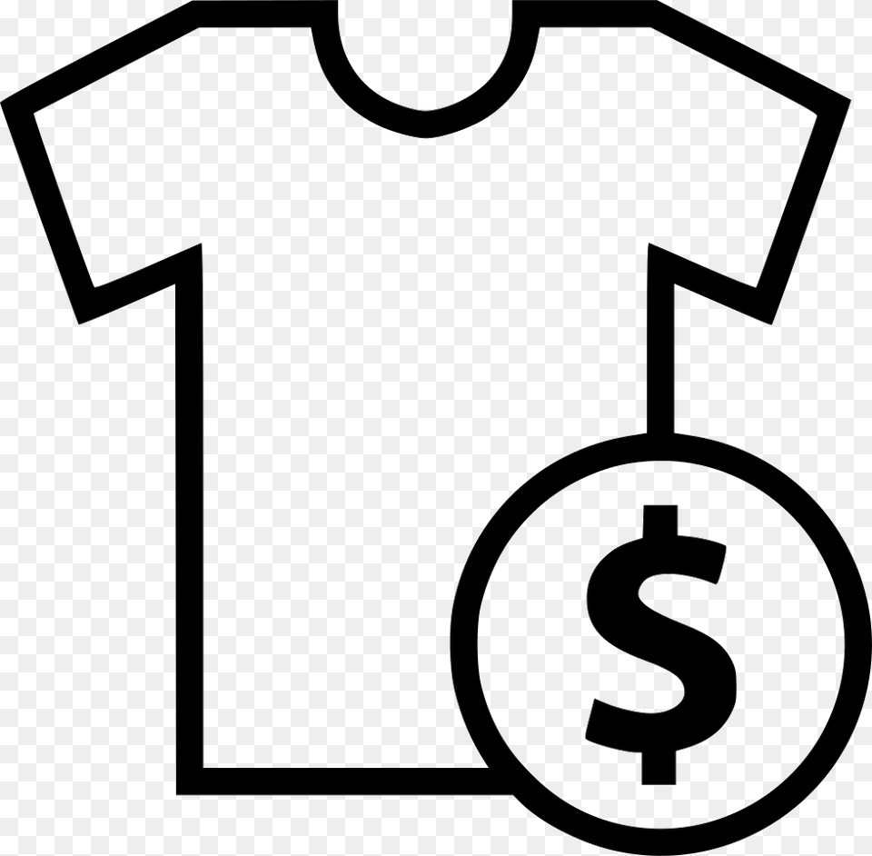 Tshirt Dollar Sign Buy Transparent T Shirt Icon, Clothing, T-shirt, Number, Symbol Free Png