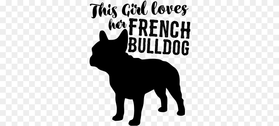Tshirt Girl Bulldog French, Gray Png
