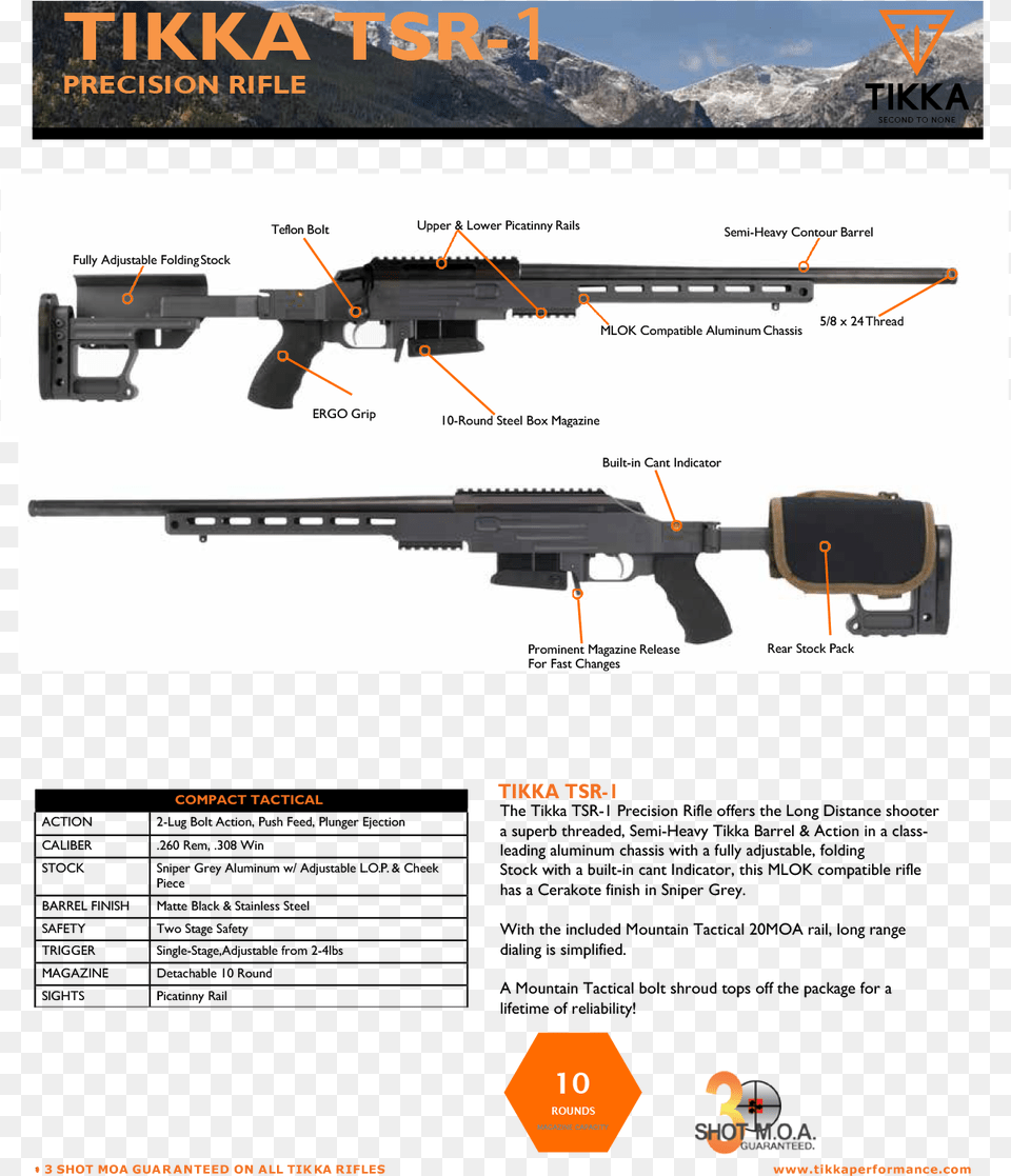 Tsr 1 Sell Sheet3 Tikka T3 Precision, Firearm, Gun, Rifle, Weapon Free Png Download