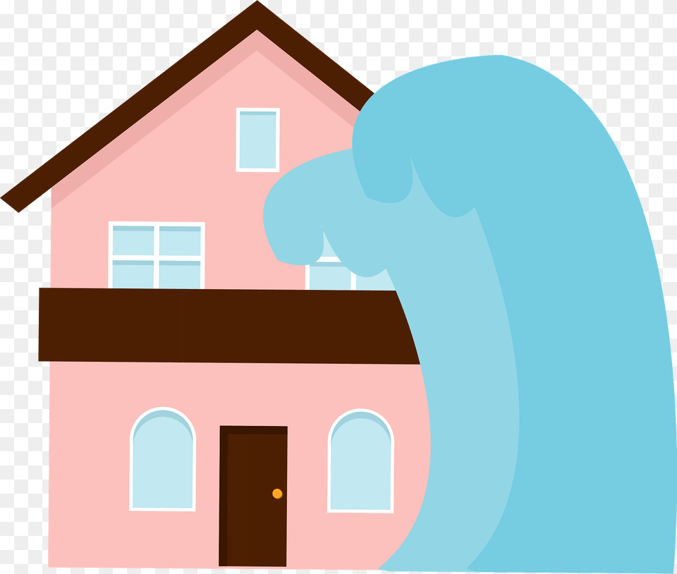 Tsunami Disaster On A House Clipart, Neighborhood, Architecture, Building, Housing Free Png Download