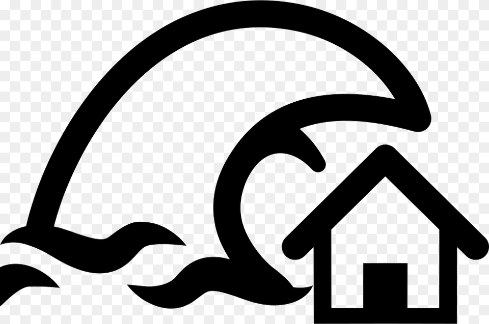 Tsunami Insurance Symbol Of A Home And A Big Ocean Clipart Of Tsunami Black And White, Stencil, Animal, Mammal Free Png Download