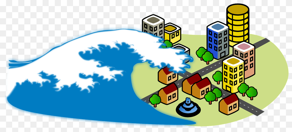 Tsunami Wave Hitting City Clipart, Neighborhood, Urban, Outdoors, Nature Free Png Download