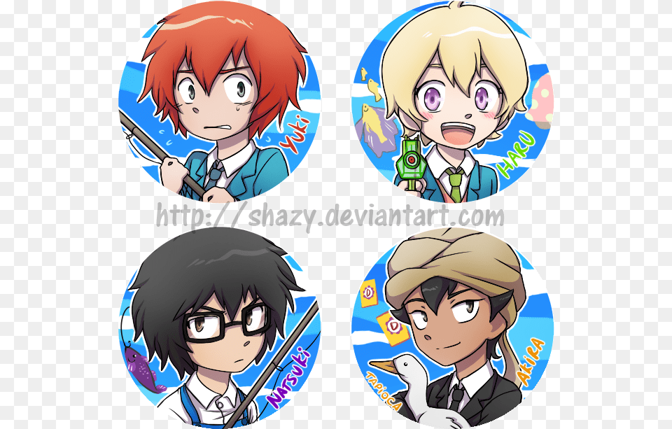 Tsuritama Button Badges For Sale By Shazy 2012, Book, Comics, Manga, Publication Free Png