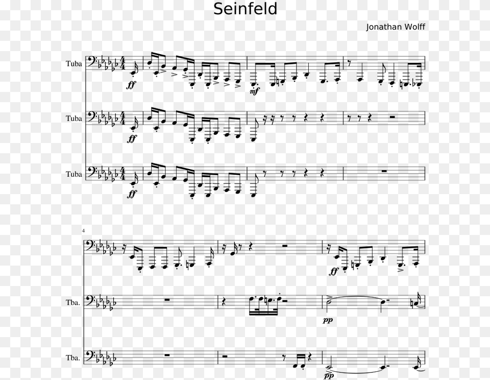 Tuba Sheet Music Seinfeld, Gray Png
