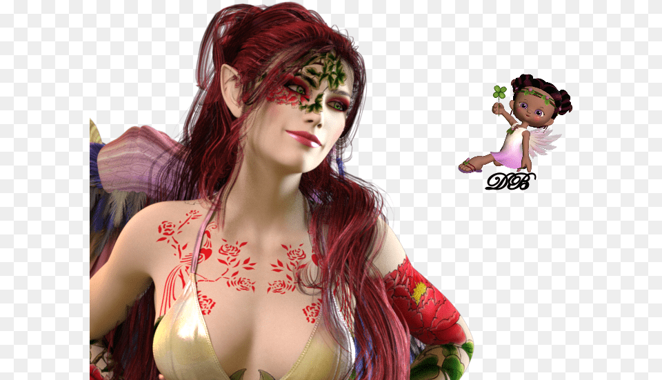 Tube Ange Femme Elfe Tatoue 3d Girl, Adult, Person, Woman, Female Free Png