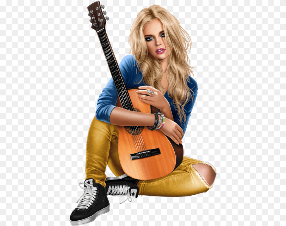 Tube Femme Guitare Musique Musicienne Guitare Girl With Guitar, Adult, Clothing, Female, Footwear Png