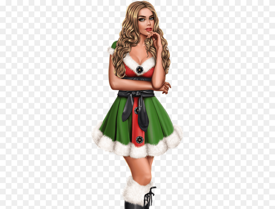 Tube Femmes Noel Happy Girl Tube, Clothing, Costume, Person, Adult Free Png