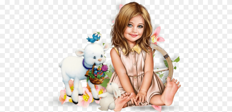 Tube Fillette Pques Easter Girl Kid Enfant Child, Person, Face, Portrait, Photography Free Png